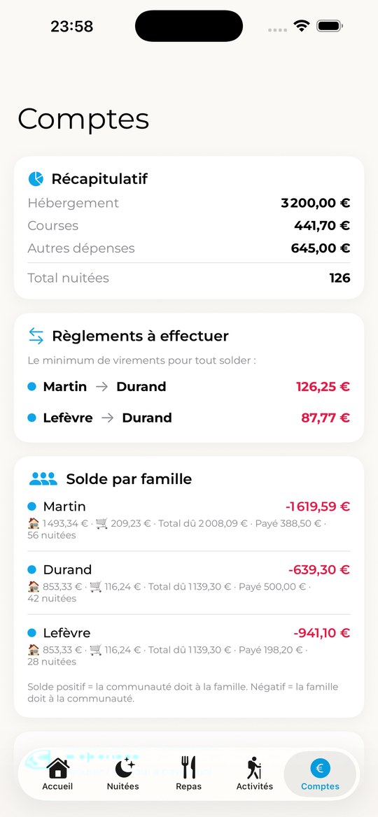 Majordino sur iPhone — comptes réglés au centime